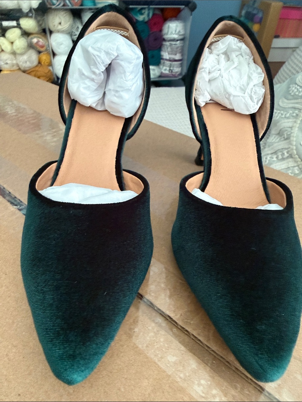 J. Jill Forest Green Velvet Pointed Slingback Heels in size 6